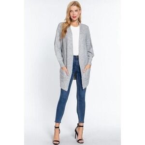 Open Front Long Sleeve Knit‎ Cardigan Sweater Pockets Size Small